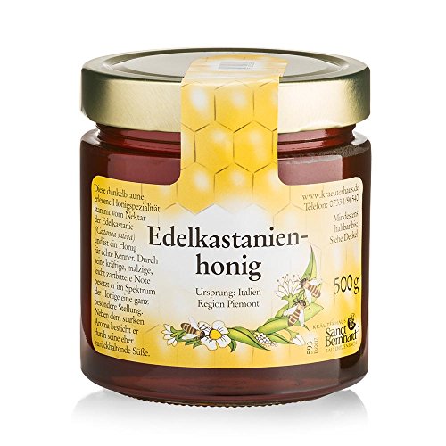 Sanct Bernhard Edelkastanienhonig kräftige, malzige, leicht zartbittere Honig-Spezialität aus der Region Piemont - 500 g Glas